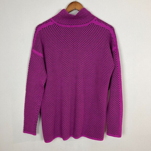 Elena Wang Sweater Womens Large Purple -Pink Textured High Neck Long Sleeve Knit - Picture 7 of 9